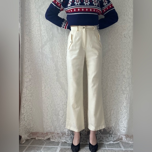 Vintage Ralph Lauren Petite High-Waisted Wool Blend Cream Pants - Picture 6 of 16